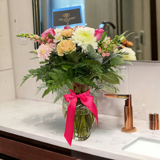 Garden Bouquet with Clear Vase