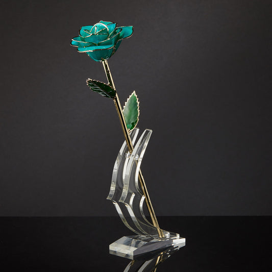 24k Gold Dipped Rose - Teal Rhapsody