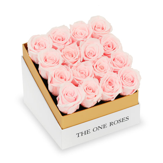 Coffee Table White Square Box - Candy Pink Roses