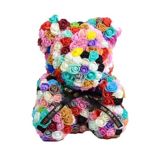 Multi Color Rose Bear