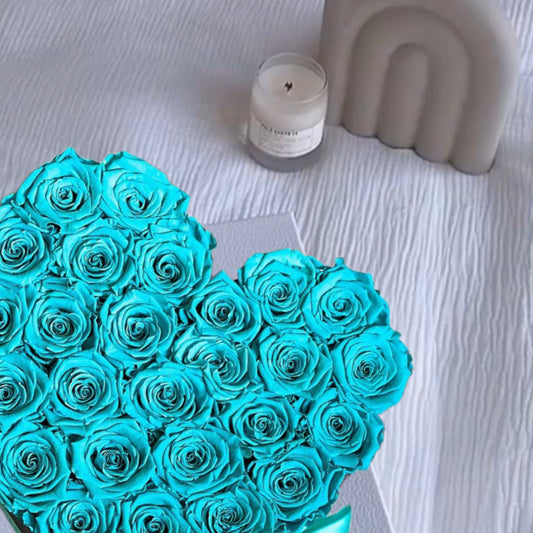 Teal Blue Roses | Black "Love" Box