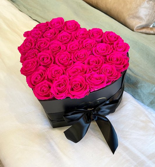 Hot Pink Roses | Black "Love" Box