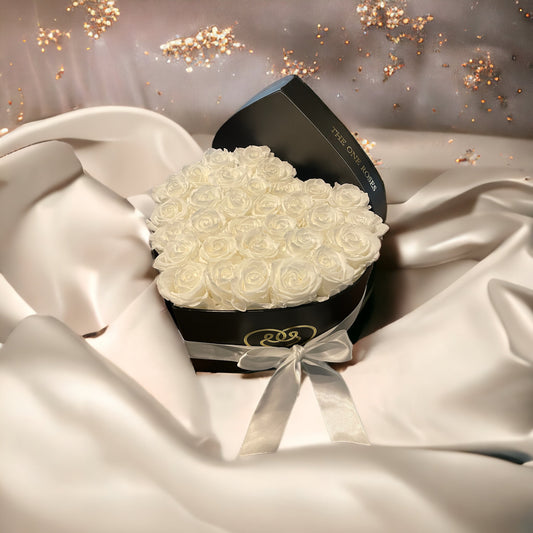 Pearl White Roses | Black "Love" Box
