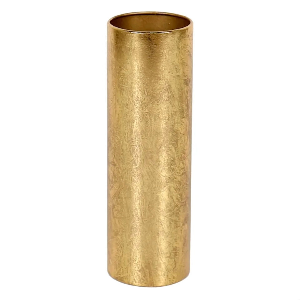 Gold Metal Cylinder Vase, 11"