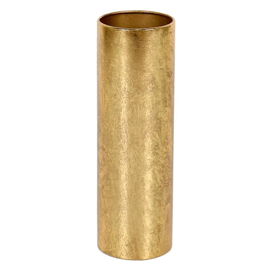 Gold Metal Cylinder Vase, 11"