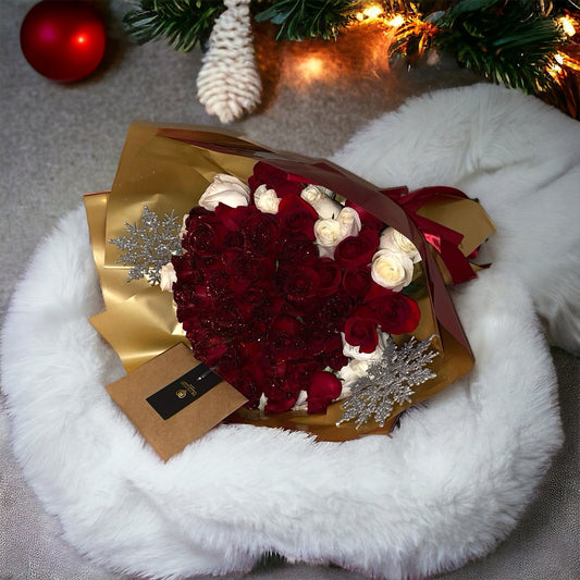 100 Stem Glitter Rose Bouquet With Crown, Butterflies, & Customized Ribbon.