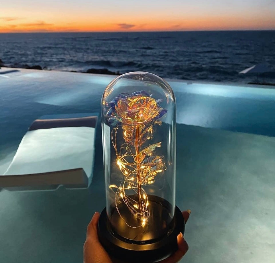 Enchanted Galaxy Rose in a Glass Dome