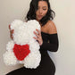 White Red Heart Rose Bear