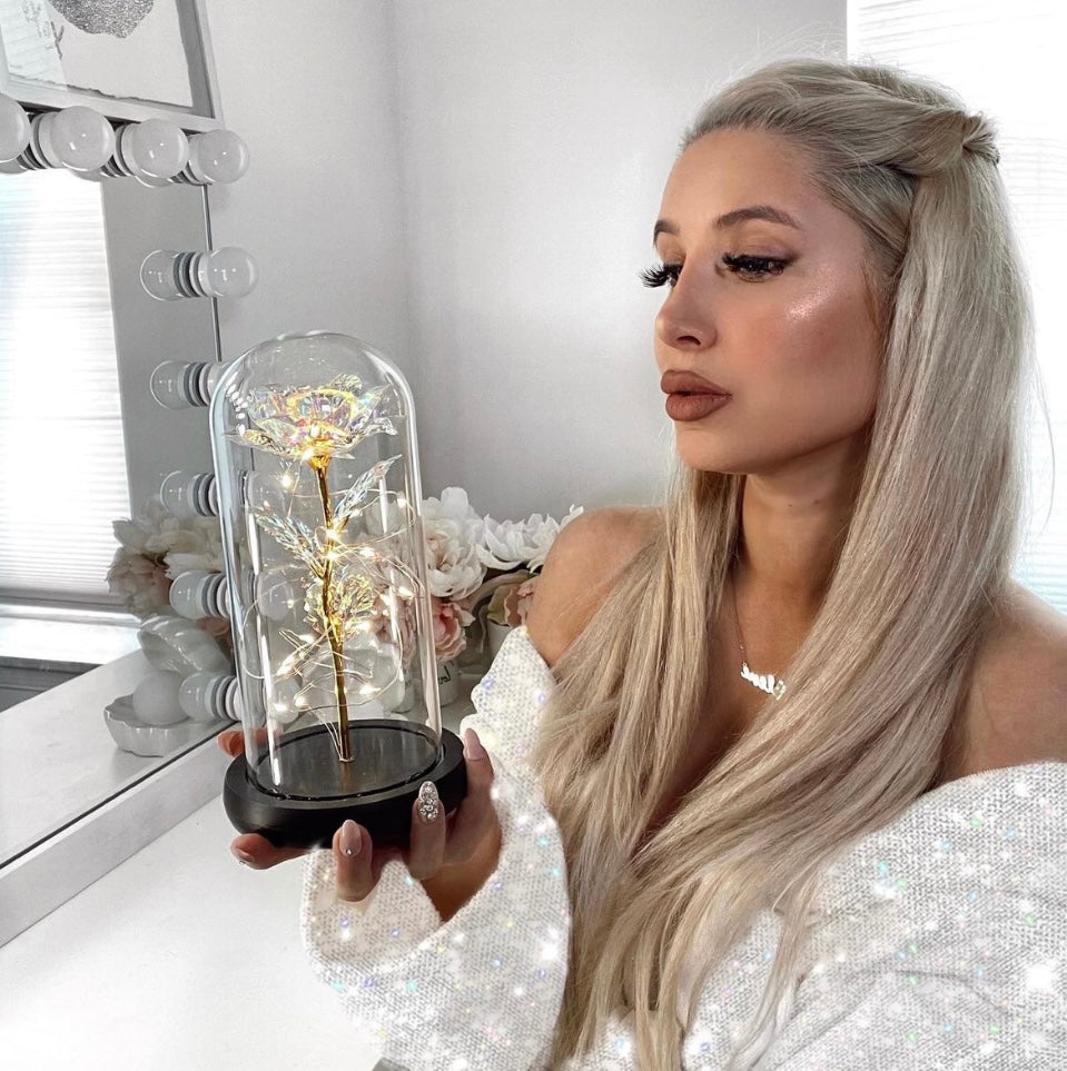 Enchanted Galaxy Rose in a Glass Dome