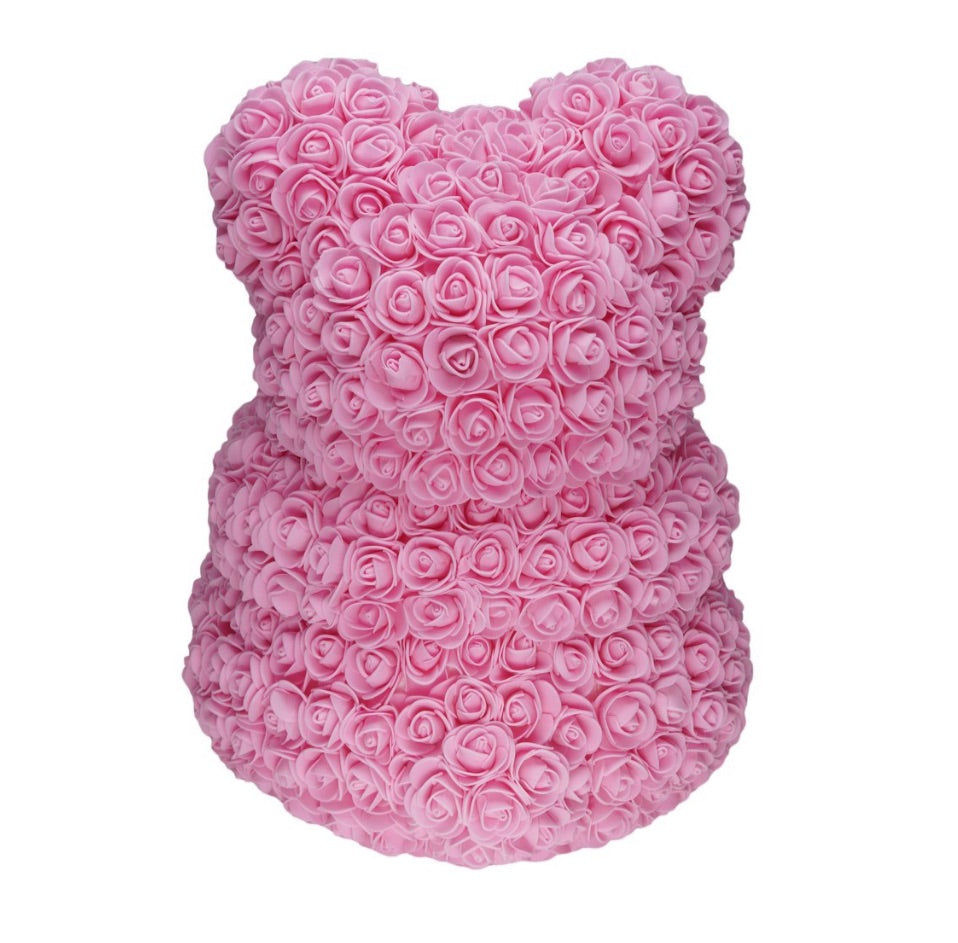 Pink White Heart Rose Bear