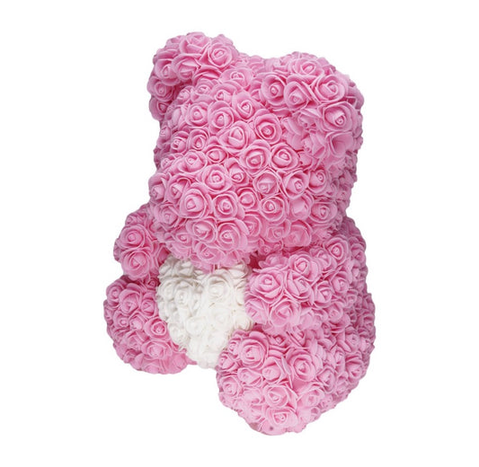 Pink White Heart Rose Bear