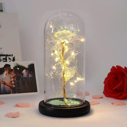 Enchanted Galaxy Rose in a Glass Dome